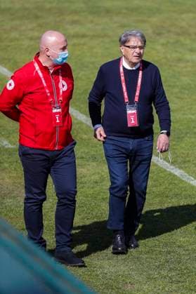 PXL_Football stars _Croatia vs Slovenia Miroslav Ciro Blazevic during a humanitarian Match of Legends between a team of Croatia football stars and a team of Slovenia football stars in Petrinja, Croatia on March 13, 2021. Match is organized at the initiative of UEFA President Aleksander Ceferin and Croatian Football Federation President Davor Suker to help those who lost their homes by the devastating earthquake on December 29, 2020. SlavkoxMidzor PIXSELL