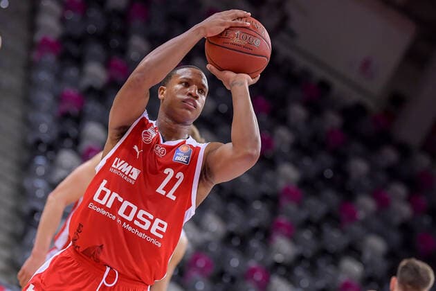 easyCredit BBL, Telekom Baskets Bonn vs. Brose Bamberg, 13.03.2021 Devon Hall (Brose Bamberg, 22) beim Freiwurf, easyCredit BBL, Telekom Baskets Bonn vs. Brose Bamberg am 13.03.2021 im Telekom Dome, Bonn (Nordrhein-Westfalen) Copyright: xBEAUTIFULxSPORTS Mueller-Laschetx
