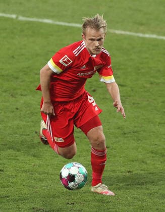 Joel Pohjanpalo Einzelbild Freisteller Aktion Fußball Fussball DFL Bundesliga Herren Saison 2020 2021 13.03.2021 1.FC Union Berlin FCU vs. 1.FC Köln Geisterspiel wegen Corona Covid 19 DFL regulations prohibit any use of photographs as image sequences and or quasi-video. *** Joel Pohjanpalo single image clipping action sports football soccer DFL Bundesliga men season 2020 2021 13 03 2021 1 FC Union Berlin FCU vs 1 FC Köln Geisterspiel wegen Corona Covid 19 DFL regulations prohibit any use of photographs as image sequences and or quasi video