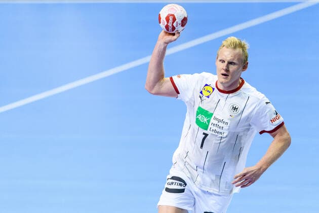 210314 Patrick Wiencek of Germany during the Olympic Qualification handball match between Algeria and Germany on March 14, 2021 in Berlin. Photo: Ludvig Thunman BILDBYRAN kod LT LT0128 handball handboll handball olympic qualification os-kval os kval algeriet algeria germany deutschland tyskland bbeng Copyright: LUDVIGxTHUNMAN BB210314LT007