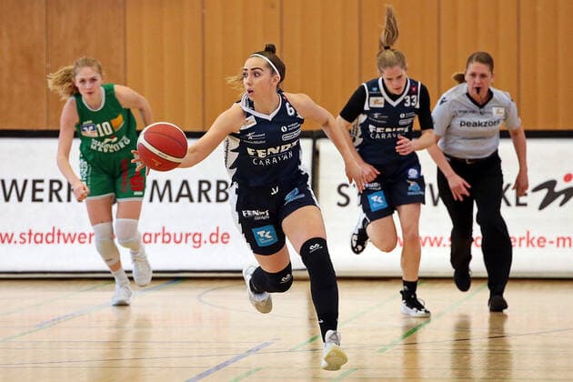 14.03.2021, xovx, Basketball Damen 1. Bundesliga, BC Pharmaserv Marburg - XCYDE Angels Nördlingen Levke Brodersen (XCYDE Angels Nördlingen), Freisteller Marburg Sporthalle Georg-Gaßmann-Stadion Hessen Deutschland (DE)