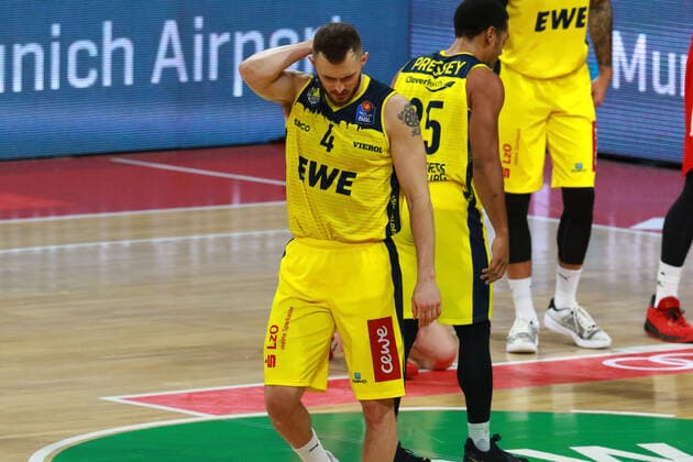 4 Keith Hornsby (Oldenburg) ist ratlos Basketball, 1. Bundesliga, BBL, FC Bayern München vs. EWE Baskets Oldenburg im Audi Dome, 14.03.2021 FOTO: Mladen Lackovic LakoPress