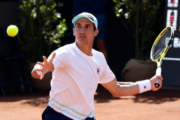 Santiago14 Marzo 2021 El tenista Chileno Cristian Garin se enfrenta al tenista Argentino Facundo Bagnis, durante la final del ATP, Tennis Herren de Santiago, realizado en San Carlos de Apoquindo Javier Salvo Photosport ATP de Santiago Final 14 3 2021