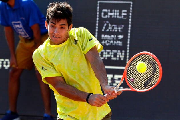 Santiago14 Marzo 2021 El tenista Chileno Cristian Garin se enfrenta al tenista Argentino Facundo Bagnis, durante la final del ATP, Tennis Herren de Santiago, realizado en San Carlos de Apoquindo Javier Salvo Photosport ATP de Santiago Final 14 3 2021