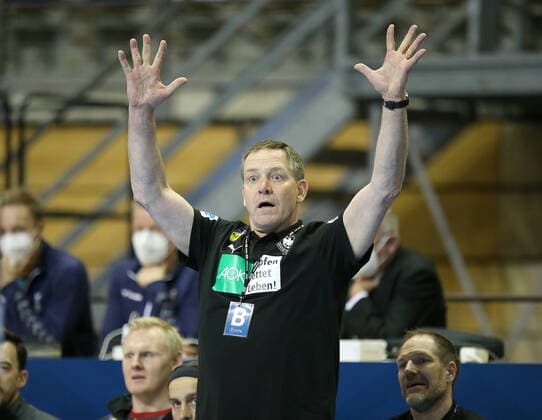 13.03.2021, Handball TOKYO Qualifikation 2020, Deutschland - Slowenien, in der Max-Schmeling-Halle Berlin. Bundestrainer Alfred Gislason (Deutschland)