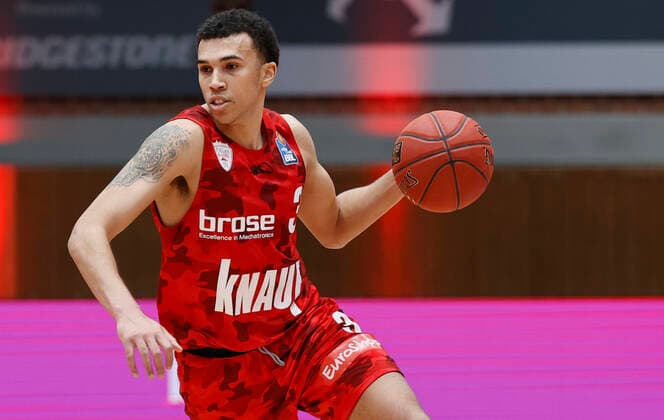 15.03.2021, Basketball, BBL 2020 2021, 23. Spieltag, s.Oliver Wuerzburg - medi bayreuth, GER, Wuerzburg, s.Oliver Arena, Bild: Tyson Ward (s.Oliver Wuerzburg) Copyright: HMBxMedia xHeikoxBecker