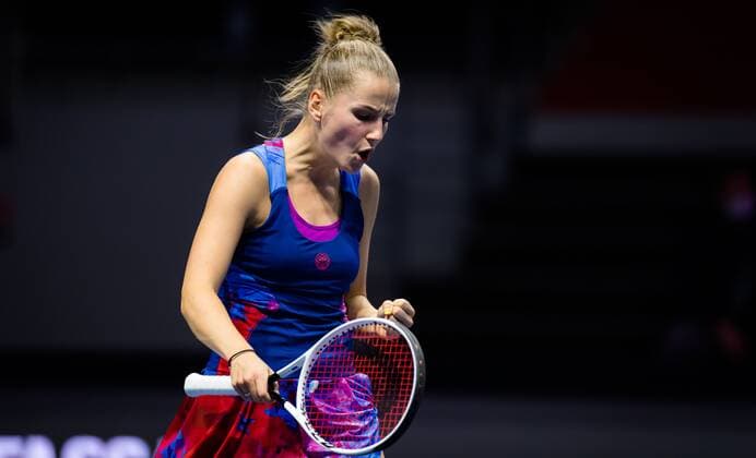 Mandatory Credit: Photo by Rob Prange Shutterstock (11800202w) Daria Mishina of Russia in action during the first round of the 2021 St. Petersburg Ladies Trophy WTA, Tennis Damen 1000 tournament WTA St Petersburg Ladies Trophy, Tennis, St Petersburg, Russia - 16 Mar 2021 WTA St Petersburg Ladies Trophy, Tennis, St Petersburg, Russia - 16 Mar 2021  Copyright: xRobxPrange Shutterstockx 11800202w