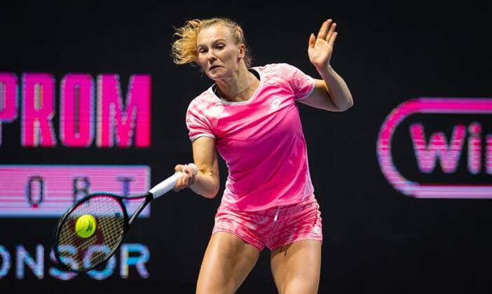 Mandatory Credit: Photo by Rob Prange Shutterstock (11800202bw) Katerina Siniakova of the Czech Republic in action during the first round of the 2021 St. Petersburg Ladies Trophy WTA, Tennis Damen 1000 tournament WTA St Petersburg Ladies Trophy, Tennis, St Petersburg, Russia - 16 Mar 2021 WTA St Petersburg Ladies Trophy, Tennis, St Petersburg, Russia - 16 Mar 2021  Copyright: xRobxPrange Shutterstockx 11800202bw