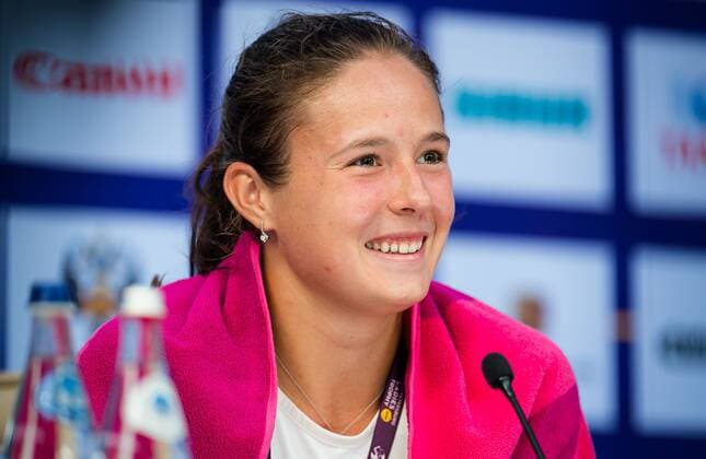 Mandatory Credit: Photo by Rob Prange Shutterstock (11800202dl) Daria Kasatkina of Russia talks to the media after her first-round win at the 2021 St. Petersburg Ladies Trophy WTA, Tennis Damen 500 tournament WTA St Petersburg Ladies Trophy, Tennis, St Petersburg, Russia - 16 Mar 2021 WTA St Petersburg Ladies Trophy, Tennis, St Petersburg, Russia - 16 Mar 2021  Copyright: xRobxPrange Shutterstockx 11800202dl