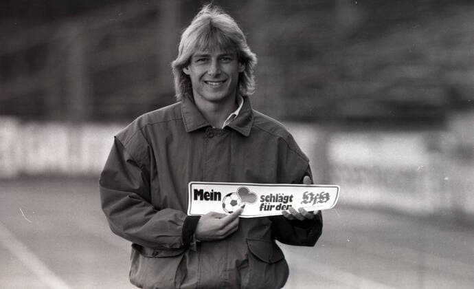 27.02.89 VfB Stuttgart Jürgen Klinsmann Deutschland, Stuttgart, 27.02.1989, Fussball, Bundesliga, VfB Stuttgart: Jürgen Klinsmann.