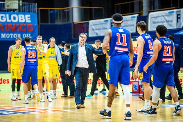 Trainer Silvano Poropat (Syntainics MBC) nach dem Spiel waehrend der Begegnung Saison 2020-2021 (Herren) in der EasyCredit Bundesliga zwischen Syntainics MBC und Alba Berlin in der Stadthalle Weissenfels am 16. March 2021 in Weissenfels, Sachsen Anhalt, Deutschland