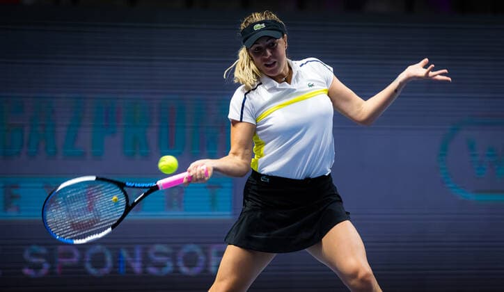 March 16, 2021, ST PETERSBURG, RUSSIA: Anastasia Pavlyuchenkova of Russia in action during her first-round match at the 2021 St. Petersburg Ladies Trophy WTA, Tennis Damen 500 tournament against Cagla Buyukakcay of Turkey ST PETERSBURG RUSSIA - ZUMAa181 20210316_zaa_a181_159 Copyright: xRobxPrangex