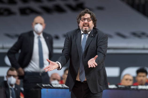 Basketball, BBL, 20210316, FC Bayern München - Telekom Basket Bonn. Im Bild Head Coach des FC Bayern München Andrea TRINCHIERI. München Audi Dome Bayern Deutschland Copyright: Passion2Press MarkusxFischerx