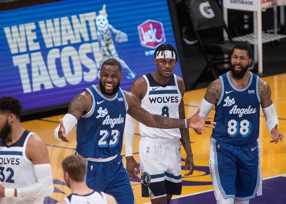 March 16, 2021, Los Angeles, California, USA: LeBron James 23 of the Los Angeles Lakers reacts after a no-call during their regular season NBA, Basketball Herren, USA game with the Minnesota Timberwolves on Tuesday March 16, 2021 at the Staples Center in Los Angeles, California. Lakers defeat Timberwolves, 137-121. PI Los Angeles USA - ZUMAp124 20210316_zaa_p124_030 Copyright: xJAVIERxROJASx