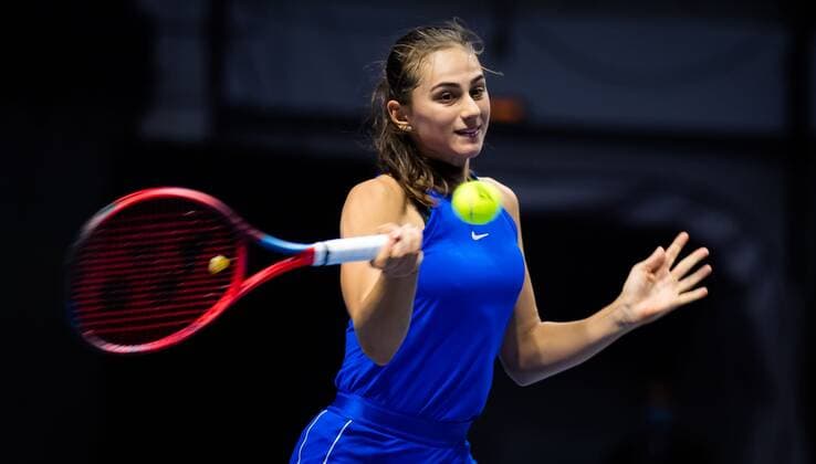 Mandatory Credit: Photo by Rob Prange Shutterstock (11803318ae) Anastasia Gasanova of Russia in action during her first-round match at the 2021 St. Petersburg Ladies Trophy WTA, Tennis Damen 500 tournament WTA St Petersburg Ladies Trophy, Tennis, St Petersburg, Russia - 17 Mar 2021 WTA St Petersburg Ladies Trophy, Tennis, St Petersburg, Russia - 17 Mar 2021  Copyright: xRobxPrange Shutterstockx 11803318ae