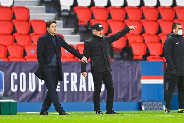 Mauricio Pochettino - Entraineur (PSG) Christophe Galtier - entraineur (Losc) FOOTBALL : PSG vs LOSC - 1 8 finale coupe de france - 17 03 2021 JBAutissier Panoramic 