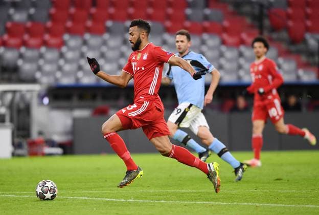 FUSSBALL CHAMPIONS LEAGUE SAISON 2020 2021 Achtelfinale Rueckspiel 17.03.2021 FC Bayern Muenchen - Lazio Rom Eric Maxim Choupo-Moting (FC Bayern Muenchen) am Ball