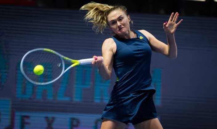 Mandatory Credit: Photo by Rob Prange Shutterstock (11803319aj) Aliaksandra Sasnovich of Belarus in action during the second round of the 2021 St. Petersburg Ladies Trophy WTA, Tennis Damen 500 tournament WTA St Petersburg Ladies Trophy, Tennis, St Petersburg, Russia - 18 Mar 2021 WTA St Petersburg Ladies Trophy, Tennis, St Petersburg, Russia - 18 Mar 2021  Copyright: xRobxPrange Shutterstockx 11803319aj