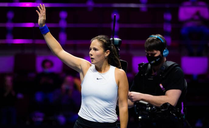 March 18, 2021, ST PETERSBURG, RUSSIA: Daria Kasatkina of Russia in action during the second round at the 2021 St. Petersburg Ladies Trophy WTA, Tennis Damen 500 tournament against Aliaksandra Sasnovich of Belarus ST PETERSBURG RUSSIA - ZUMAa181 20210318_zaa_a181_085 Copyright: xRobxPrangex