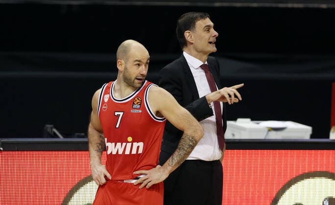 Vassilis Spanoulis, Trainer Georgios Bartzokas Basketball EuroLeague Herren Saison 2020 2021 18.03.2021 ALBA Berlin vs. Olympiakos Piraeus Piräus