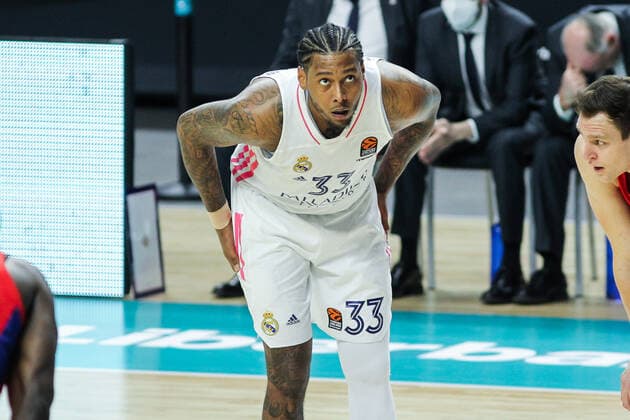 March 18, 2021, MADRID, MADRID, SPAIN: Trey Thompkins of Real Madrid looks on during Euroleague basketball match played between Real Madrid and PBC CSKA Moscow at Wizink Center stadium on March 18, 2021 in Madrid, Spain. MADRID SPAIN - ZUMAa181 20210318_zaa_a181_169 Copyright: xIrinaxR.xHipolitox