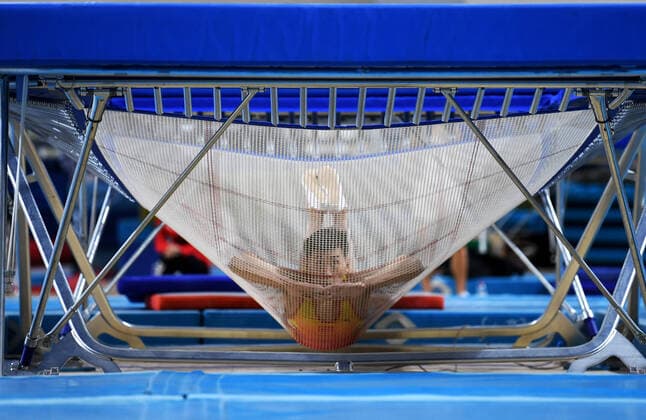 Bilder des Jahres 2021, Sport 03 März Sport Themen der Woche KW11 Sport Bilder des Tages SHANGHAI, CHINA - MARCH 19: Chinese trampoline gymnast Gao Lei attends a training session in preparation for the Olympic Games, Olympische Spiele, Olympia, OS Tokyo 2020 on March 19, 2021 in Shanghai, China.  Copyright: xVCGx CFP111321998328 