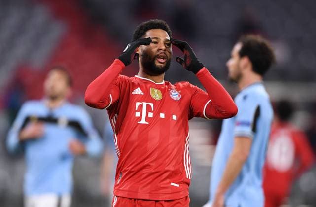 FUSSBALL CHAMPIONS LEAGUE SAISON 2020 2021 Achtelfinale Rueckspiel 17.03.2021 FC Bayern Muenchen - Lazio Rom Serge Gnabry (FC Bayern Muenchen)