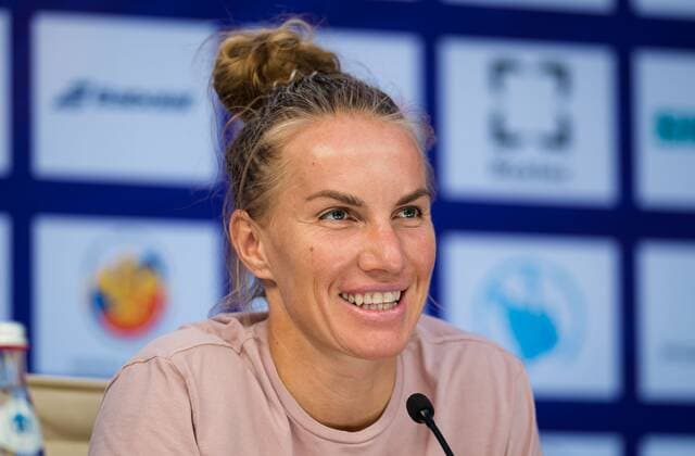 Mandatory Credit: Photo by Rob Prange Shutterstock (11803320dv) Svetlana Kuznetsova of Russia talks to the media after reaching the semi-final at the 2021 St. Petersburg Ladies Trophy WTA, Tennis Damen 500 tournament WTA St Petersburg Ladies Trophy, Tennis, St Petersburg, Russia - 19 Mar 2021 WTA St Petersburg Ladies Trophy, Tennis, St Petersburg, Russia - 19 Mar 2021  Copyright: xRobxPrange Shutterstockx 11803320dv