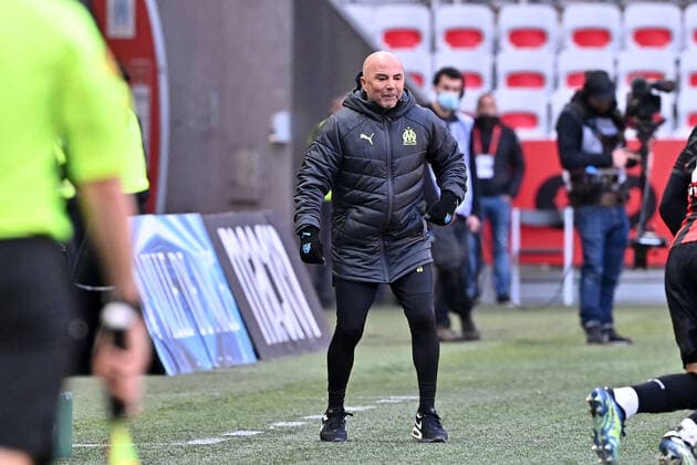 JORGE SAMPAOLI (ENTRAINEUR MARSEILLE) FOOTBALL : Nice vs Marseille - Ligue 1 Uber Eats - 20 03 2021 FEP Panoramic 