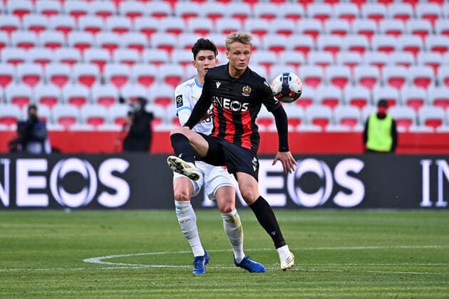09 KASPER DOLBERG (NICE) FOOTBALL : Nice vs Marseille - Ligue 1 Uber Eats - 20 03 2021 FEP Panoramic 