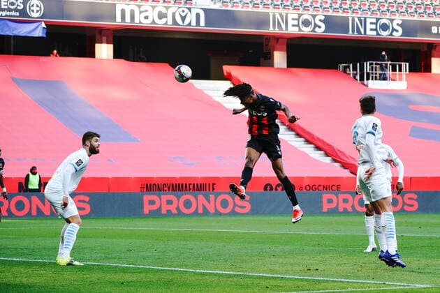 But - Khephren Thuram (OGC Nice) FOOTBALL : OGC Nice vs Marseille - Ligue 1 Uber Eats - Nice - 20 03 2021 NorbertScanella PanoramiC 