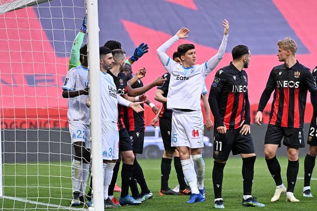 05 LEONARDO JULIAN BALERDI ROSA (OM) FOOTBALL : Nice vs Marseille - Ligue 1 Uber Eats - 20 03 2021 FEP Panoramic 