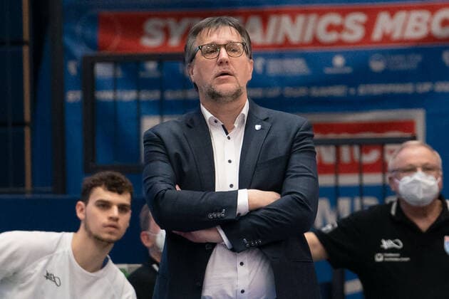 Syntainics MBC - Brose Bamberg, Basketball, Bundesliga, Maenner, 2020 2021, 24. Spieltag, 20.03.2021, Head Coach Silvano Poropat (MBC). Syntainics MBC - Brose Bamberg, Basketball, Bundesliga, Maenner, 24. Spieltag, 20.03.2021, Weissenfels