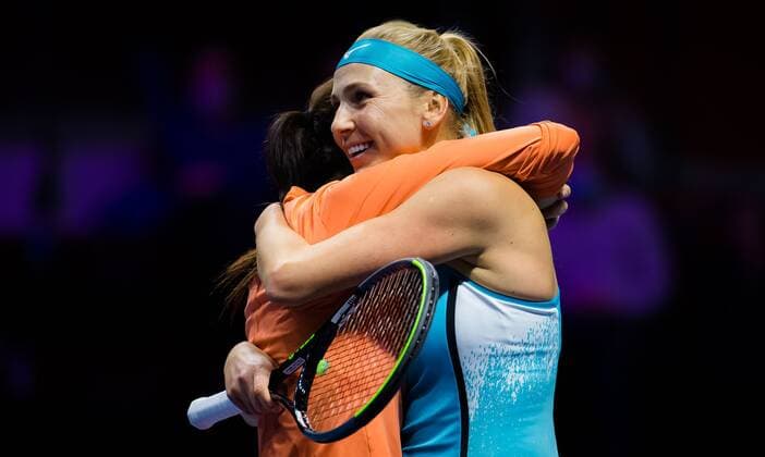 Mandatory Credit: Photo by Rob Prange Shutterstock (11803322j) Nadija Kichenok of Ukraine & Raluca Olaru of Romania reacts to winning the doubles final of the 2021 St. Petersburg Ladies Trophy WTA, Tennis Damen 500 tournament WTA St Petersburg Ladies Trophy, Tennis, St Petersburg, Russia - 21 Mar 2021 WTA St Petersburg Ladies Trophy, Tennis, St Petersburg, Russia - 21 Mar 2021  Copyright: xRobxPrange Shutterstockx 11803322j