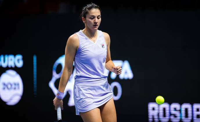 March 21, 2021, ST PETERSBURG, RUSSIA: Margarita Gasparyan of Russia in action during the final of the 2021 St. Petersburg Ladies Trophy WTA, Tennis Damen 500 tournament against Daria Kasatkina of Russia ST PETERSBURG RUSSIA - ZUMAa181 20210321_zaa_a181_021 Copyright: xRobxPrangex