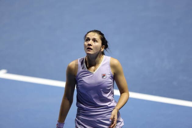 Saint Petersburg, Russia - 21 March 2021: Tennis, final Daria Kasatkina of Russia playing against Margarita Gasparyan of Russia during St.Petersburg Ladies Trophy 2021 tennis tournament. MaksimxKonstantinov