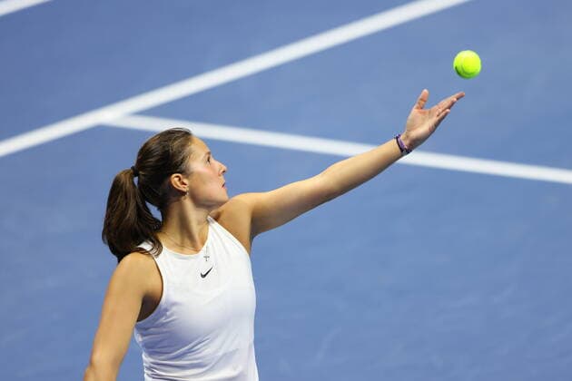 Saint Petersburg, Russia - 21 March 2021: Tennis, final Daria Kasatkina of Russia playing against Margarita Gasparyan of Russia during St.Petersburg Ladies Trophy 2021 tennis tournament. MaksimxKonstantinov