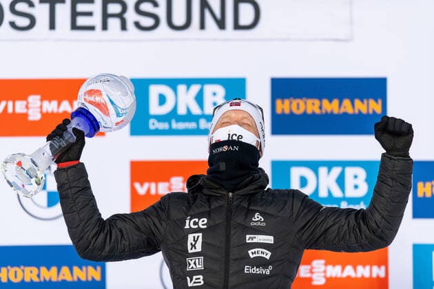 210321 competes in Men s 15 km Mass Start during the IBU Biathlon World Cup on March 21, 2021 in Östersund. Photo: Joel Marklund BILDBYRAN kod JM JM0089 bbeng, skidskytte, biathlon, skiskyting, världscupen, ibu world Copyright: JOELxMARKLUND BB210321JM198