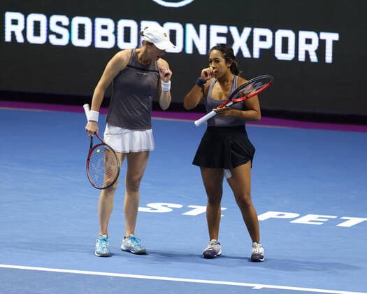 March 21, 2021, Saint Petersburg, Russia: Kaitlyn Christian and Sabrina Santamaria of USA playing against Nadiia Kichenok of Ukraine and Raluca Olaru of Romania during the St. Petersburg Ladies Trophy 2021 tennis tournament at Sibur Arena..Final score: Saint Petersburg Russia - ZUMAs197 20210321_zaa_s197_164 Copyright: xMaksimxKonstantinovx