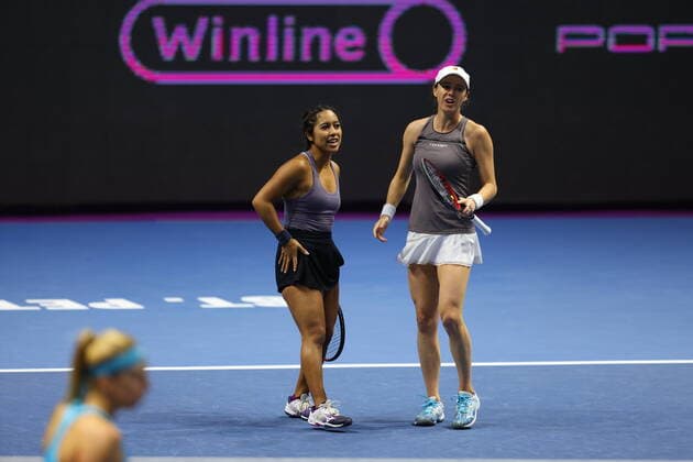 March 21, 2021, Saint Petersburg, Russia: Kaitlyn Christian and Sabrina Santamaria of USA playing against Nadiia Kichenok of Ukraine and Raluca Olaru of Romania during the St. Petersburg Ladies Trophy 2021 tennis tournament at Sibur Arena..Final score: Saint Petersburg Russia - ZUMAs197 20210321_zaa_s197_172 Copyright: xMaksimxKonstantinovx