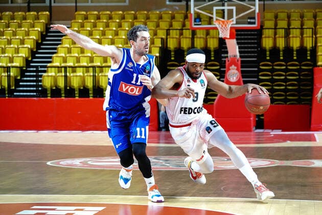 Marcos Knight (AS Monaco) - Amedeo Della Valle (Buducnost Podgorica) BASKETBALL : Monaco vs FK Buducnost Podgorica - Eurocoupe - Monaco - 23 03 2021 NorbertScanella PanoramiC 