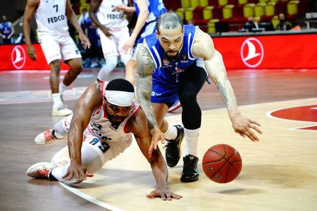 Marcos Knight (AS Monaco) - Justin Cobbs (Buducnost Podgorica) BASKETBALL : Monaco vs FK Buducnost Podgorica - Eurocoupe - Monaco - 23 03 2021 NorbertScanella PanoramiC 