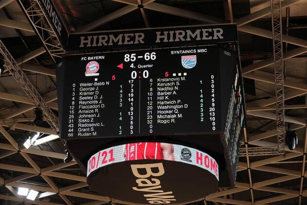 Anzeigetafel, Endstand, GER, FC Bayern Basketball vs. Mitteldeutscher BC, Basketball, BBL, Saison 2020 2021, 23.03.2021, GER, FC Bayern Basketball vs. Mitteldeutscher BC, Basketball, BBL, Saison 2020 2021, 23.03.2021, Muenchen Copyright: xMarcelxEngelbrechtx Eibner-Pressefotox EP_met