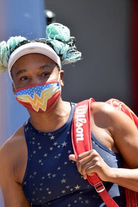 March 23, 2021, Miami Gardens, Florida, United States Of America: MIAMI GARDENS, FL - MARCH 23: Venus Williams seen playing on day 2 of the Miami Open on March 23, 2021 at Hard Rock Stadium in Miami Gardens, Florida. ...People: Venus Williams Miami Gardens United States Of America - ZUMAs214 20210323_zda_s214_017 Copyright: xSMGx