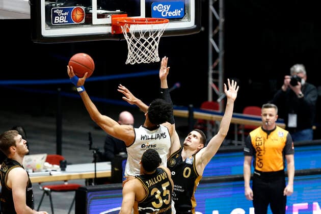 24.03.2021, easyCredit Basketball Bundesliga, BBL, Saison 2020 2021, Herren, Chemnitz Niners - Basketball Löwen Braunschweig Jonathan Williams, Niners Chemnitz Chemnitz Messe Chemnitz Sachsen Germany