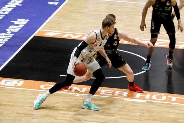 24.03.2021, easyCredit Basketball Bundesliga, BBL, Saison 2020 2021, Herren, Chemnitz Niners - Basketball Löwen Braunschweig Jan Niklas Wimberg, Niners Chemnitz Chemnitz Messe Chemnitz Sachsen Germany