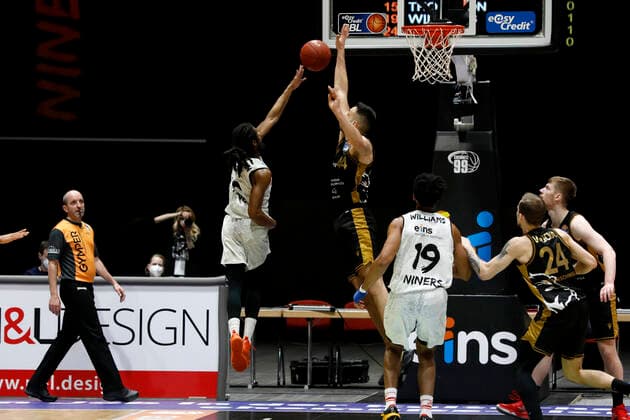 24.03.2021, easyCredit Basketball Bundesliga, BBL, Saison 2020 2021, Herren, Chemnitz Niners - Basketball Löwen Braunschweig Marcus Thornton, Niners Chemnitz Chemnitz Messe Chemnitz Sachsen Germany