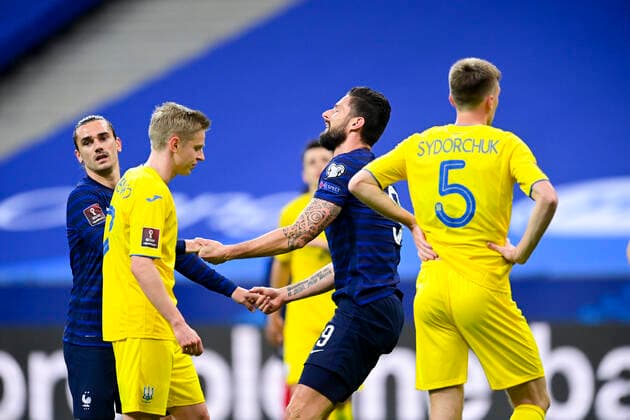 GIROUD OLIVIER (France) GRIEZMANN ANTOINE (France) FOOTBALL : France vs Ukraine - Eliminatoires coupe du Monde 2022 - 24 03 2021 JBAutissier Panoramic 