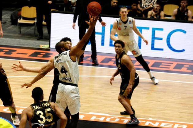 24.03.2021, easyCredit Basketball Bundesliga, BBL, Saison 2020 2021, Herren, Chemnitz Niners - Basketball Löwen Braunschweig Virgel Matthews, Niners Chemnitz Chemnitz Messe Chemnitz Sachsen Germany