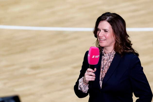 24.03.2021, easyCredit Basketball Bundesliga, BBL, Saison 2020 2021, Herren, Chemnitz Niners - Basketball Löwen Braunschweig Katharina Witt, ehemalige Eiskunstläuferin im Interview Chemnitz Messe Chemnitz Sachsen Germany
